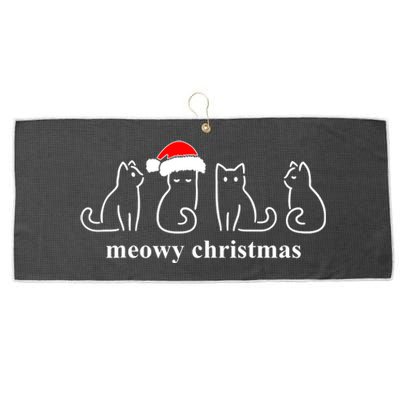 Meowy Catmas Cat Christmas Cute Kitten Cats Santa Hat Xmas Large Microfiber Waffle Golf Towel