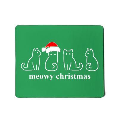 Meowy Catmas Cat Christmas Cute Kitten Cats Santa Hat Xmas Mousepad