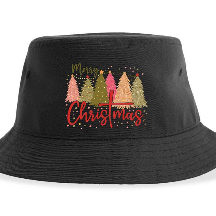Merry Christmas Cross Retro Xmas Jesus Christian Sustainable Bucket Hat