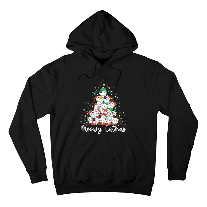 Meowy Catmas Cat Christmas Tree Xmas Funny Santa  Hoodie