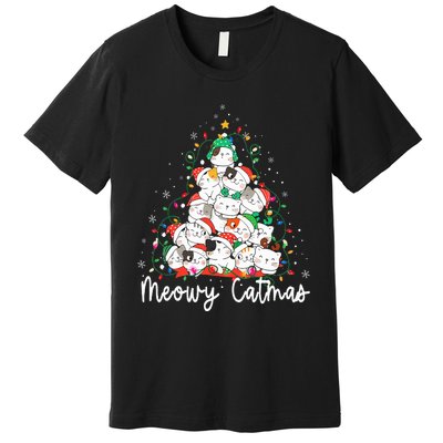 Meowy Catmas Cat Christmas Tree Xmas Funny Santa  Premium T-Shirt