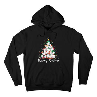 Meowy Catmas Cat Christmas Tree Xmas Funny Santa  Tall Hoodie