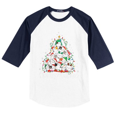 Meowy Catmas Cat Christmas Tree Xmas Funny Santa  Baseball Sleeve Shirt