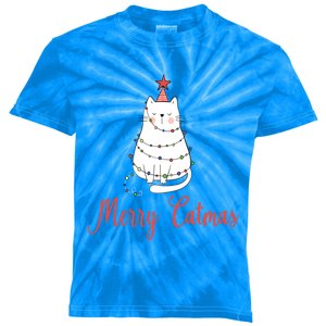 Merry Catmas Cat Christmas Gift Kids Tie-Dye T-Shirt