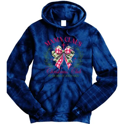 Mama Claus Christmas Club Coquette Bow Tie Dye Hoodie