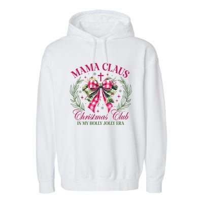 Mama Claus Christmas Club Coquette Bow Garment-Dyed Fleece Hoodie