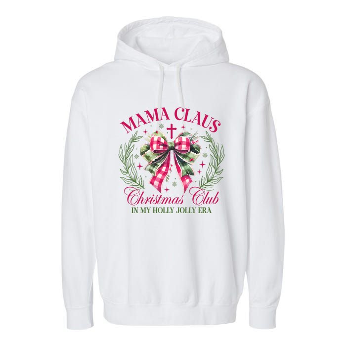 Mama Claus Christmas Club Coquette Bow Garment-Dyed Fleece Hoodie