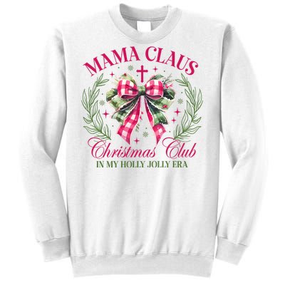 Mama Claus Christmas Club Coquette Bow Sweatshirt