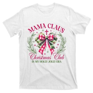 Mama Claus Christmas Club Coquette Bow T-Shirt