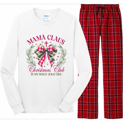 Mama Claus Christmas Club Coquette Bow Long Sleeve Pajama Set