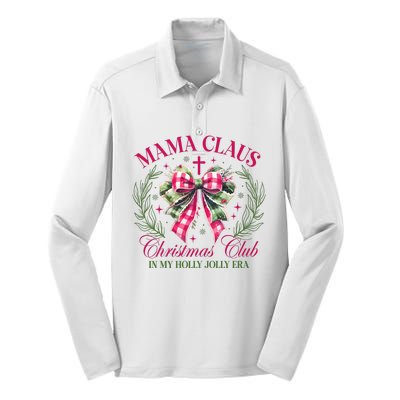 Mama Claus Christmas Club Coquette Bow Silk Touch Performance Long Sleeve Polo