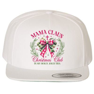 Mama Claus Christmas Club Coquette Bow Wool Snapback Cap