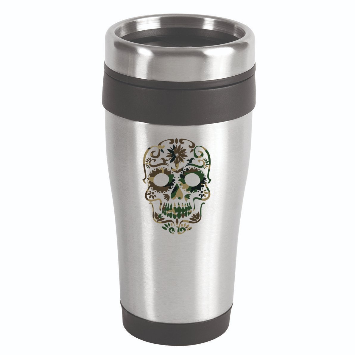 Military Camouflage Camo Dia De Los Muertos Sugar Skull 16oz Travel Tumbler