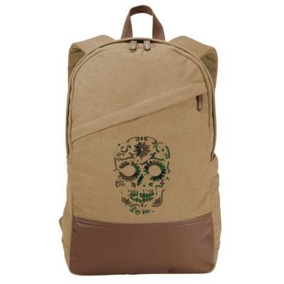 Military Camouflage Camo Dia De Los Muertos Sugar Skull Cotton Canvas Backpack