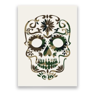 Military Camouflage Camo Dia De Los Muertos Sugar Skull Poster