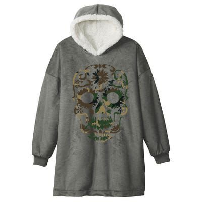 Military Camouflage Camo Dia De Los Muertos Sugar Skull Hooded Wearable Blanket