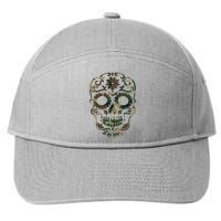 Military Camouflage Camo Dia De Los Muertos Sugar Skull 7-Panel Snapback Hat