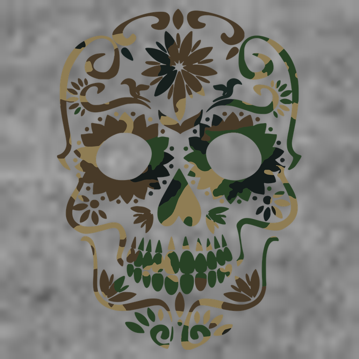Military Camouflage Camo Dia De Los Muertos Sugar Skull 7-Panel Snapback Hat