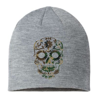 Military Camouflage Camo Dia De Los Muertos Sugar Skull Sustainable Beanie