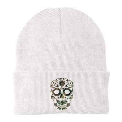 Military Camouflage Camo Dia De Los Muertos Sugar Skull Beanie