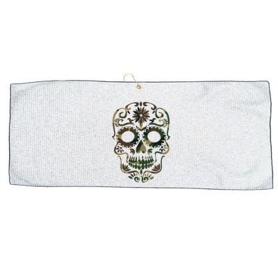 Military Camouflage Camo Dia De Los Muertos Sugar Skull Large Microfiber Waffle Golf Towel