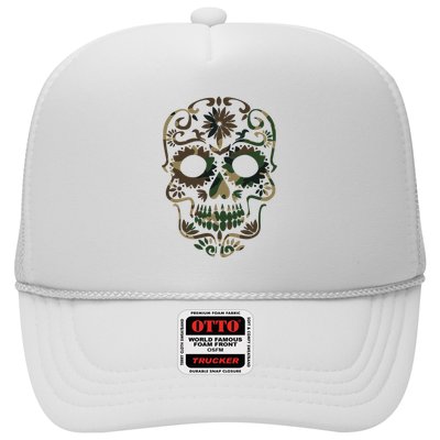 Military Camouflage Camo Dia De Los Muertos Sugar Skull Trucker Hat