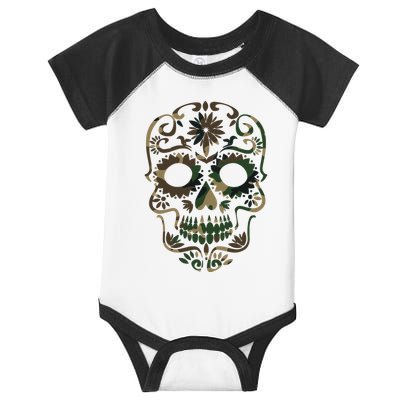Military Camouflage Camo Dia De Los Muertos Sugar Skull Infant Baby Jersey Bodysuit