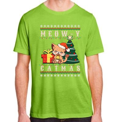 Meowy Catmas Cat Christmas Tree Xmas  Funny Santa  Adult ChromaSoft Performance T-Shirt