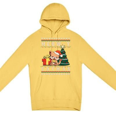 Meowy Catmas Cat Christmas Tree Xmas  Funny Santa  Premium Pullover Hoodie