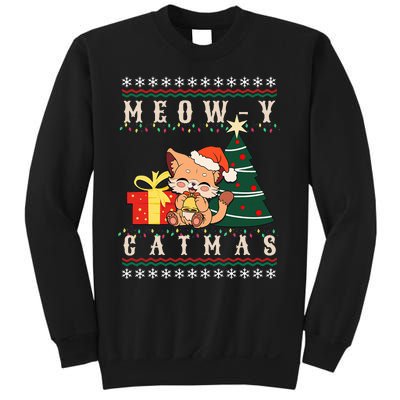 Meowy Catmas Cat Christmas Tree Xmas  Funny Santa  Sweatshirt