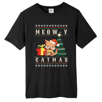 Meowy Catmas Cat Christmas Tree Xmas  Funny Santa  Tall Fusion ChromaSoft Performance T-Shirt