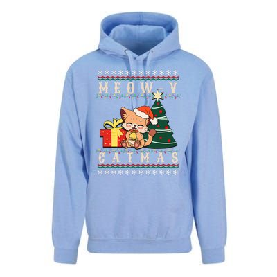 Meowy Catmas Cat Christmas Tree Xmas  Funny Santa  Unisex Surf Hoodie