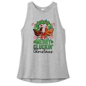 Merry Cluckin Christmas Chicken Owner Chicken Lover Xmas Gift Ladies PosiCharge Tri-Blend Wicking Tank