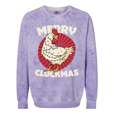 Merry Chickmas Cluckmas Funny Christmas Pajama Retro Outfit Great Gift Colorblast Crewneck Sweatshirt