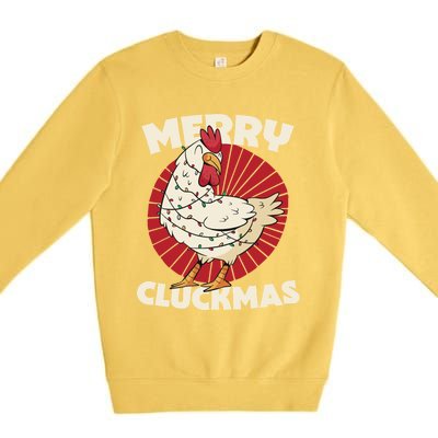 Merry Chickmas Cluckmas Funny Christmas Pajama Retro Outfit Great Gift Premium Crewneck Sweatshirt