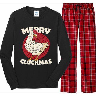 Merry Chickmas Cluckmas Funny Christmas Pajama Retro Outfit Great Gift Long Sleeve Pajama Set