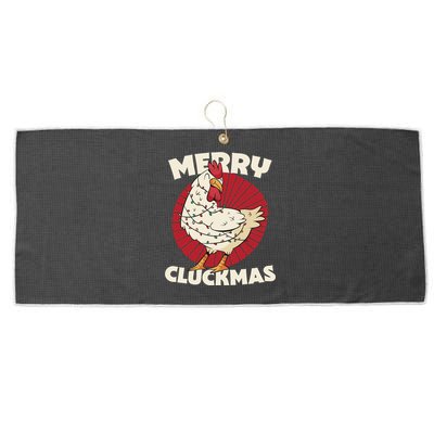 Merry Chickmas Cluckmas Funny Christmas Pajama Retro Outfit Great Gift Large Microfiber Waffle Golf Towel