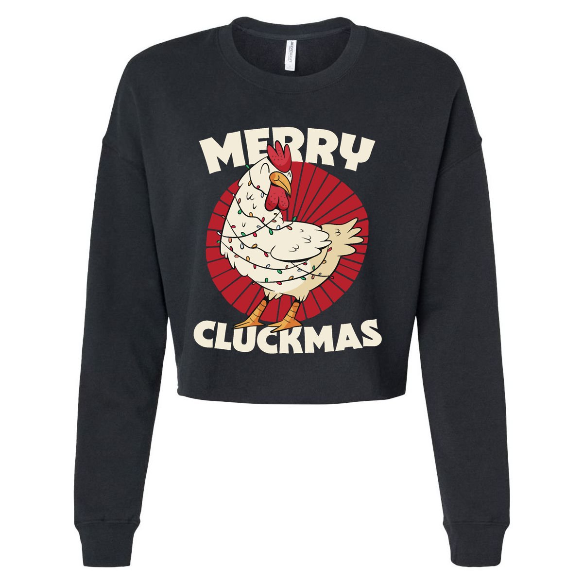 Merry Chickmas Cluckmas Funny Christmas Pajama Retro Outfit Great Gift Cropped Pullover Crew