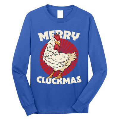 Merry Chickmas Cluckmas Funny Christmas Pajama Retro Outfit Great Gift Long Sleeve Shirt