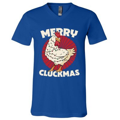 Merry Chickmas Cluckmas Funny Christmas Pajama Retro Outfit Great Gift V-Neck T-Shirt