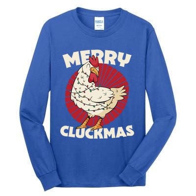 Merry Chickmas Cluckmas Funny Christmas Pajama Retro Outfit Great Gift Tall Long Sleeve T-Shirt