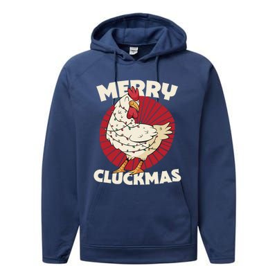 Merry Chickmas Cluckmas Funny Christmas Pajama Retro Outfit Great Gift Performance Fleece Hoodie