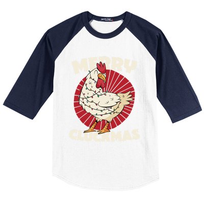 Merry Chickmas Cluckmas Funny Christmas Pajama Retro Outfit Great Gift Baseball Sleeve Shirt