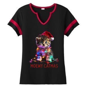 Moewy Catmas Cat Christmas Gift Ladies Halftime Notch Neck Tee