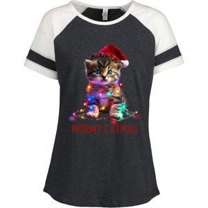 Moewy Catmas Cat Christmas Gift Enza Ladies Jersey Colorblock Tee