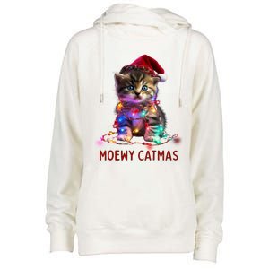 Moewy Catmas Cat Christmas Gift Womens Funnel Neck Pullover Hood