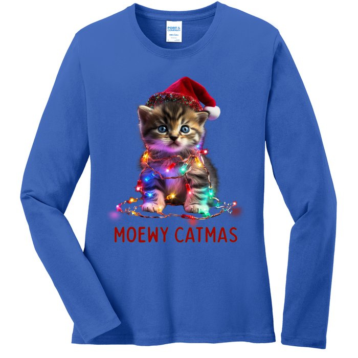 Moewy Catmas Cat Christmas Gift Ladies Long Sleeve Shirt