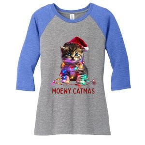 Moewy Catmas Cat Christmas Gift Women's Tri-Blend 3/4-Sleeve Raglan Shirt