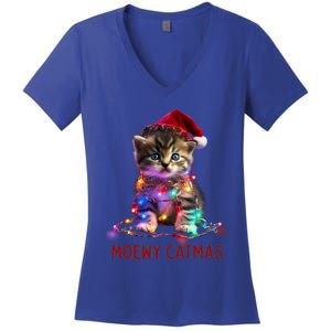 Moewy Catmas Cat Christmas Gift Women's V-Neck T-Shirt