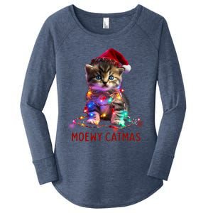 Moewy Catmas Cat Christmas Gift Women's Perfect Tri Tunic Long Sleeve Shirt